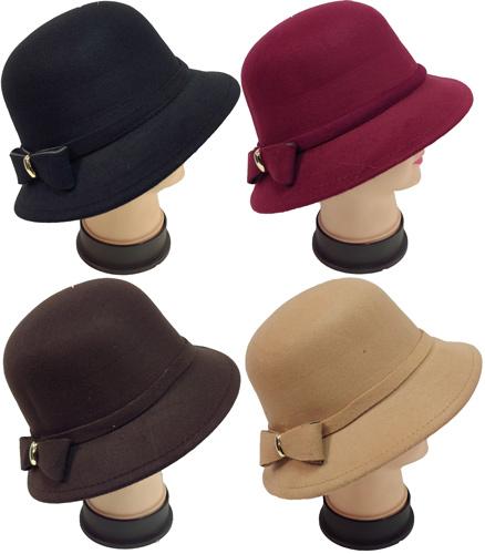 Wholesale Women Lady Cloche HAT with Bow Assorted Colors