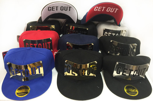 Wholesale Snap Back Flat Bill Get Out Metal Assorted Colors HATs