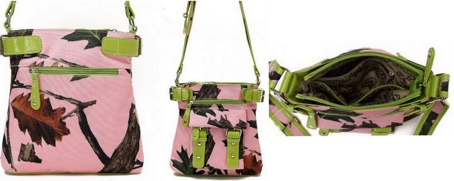 Pink Camo with Belt Messenger Bag PURSE Lime