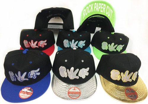 Wholesale Snap Back Flat Bill Rock Paper Scissor Assorted Colors