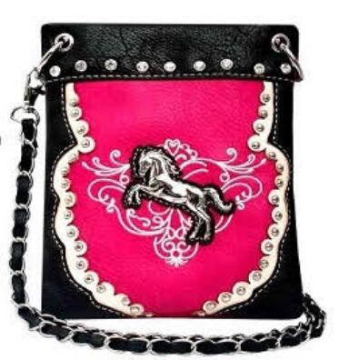 Wholesale Hot Pink Phone Purse Crossbody Bag Rhinestone Horse