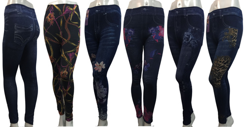 Wholesale Denim Print LEGGING with Variety Print Patterns