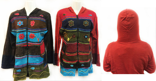 Wholesale Nepal Handmade Cotton JACKETs with Hood Flowers