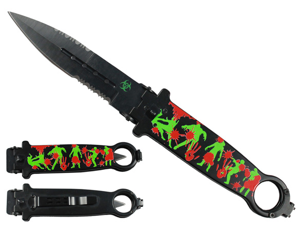 5.25'' Folding Zombie Knife - Black