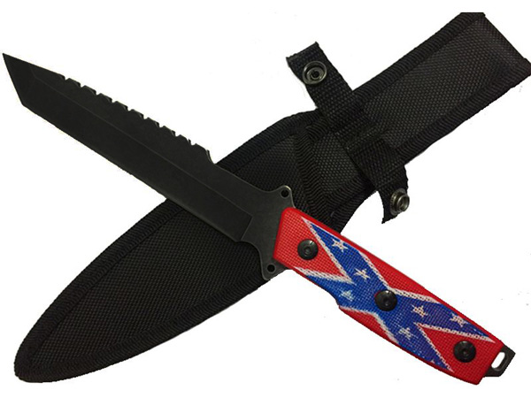 11.75'' Stone Wash KNIFE - Confederate Flag Black