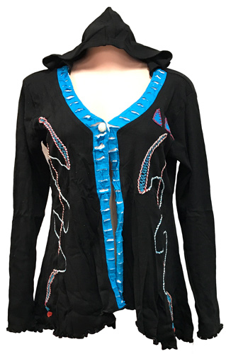 Wholesale Nepal Handmade Cotton JACKETs with Hood Turquoise