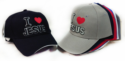 Wholesale Adjustable BASEBALL Hat I Love Jesus Assorted Colors