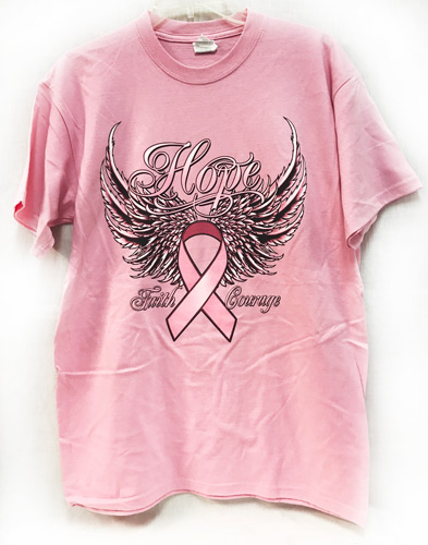 Wholesale Pink T Shirt Pink Ribbon with Wings Assorted Sizes