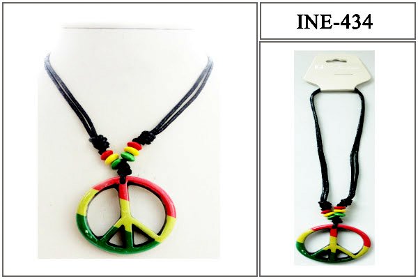 Wholesale Rasta Color PEACE Sing Necklace