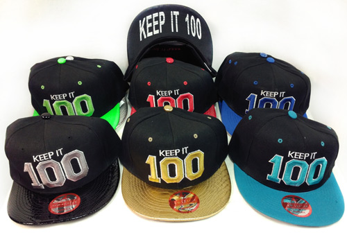Wholesale Snap Back Flat Bill Keep It 100 Assorted Color HATS