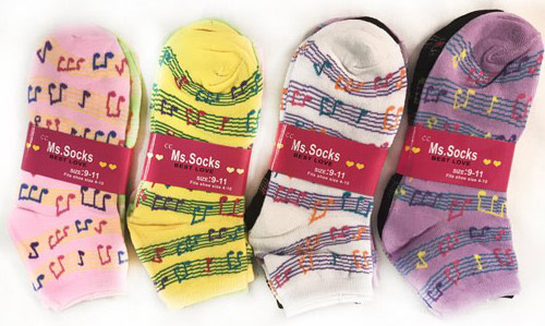 Wholesale Women SOCKS with Musical Symbols Notes Assorted Colors
