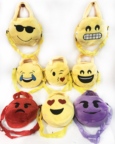 Wholesale Kid's Plush Emoji PURSE Assorted Styles