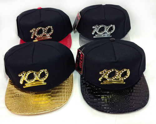 Wholesale Snap Back Flat Bill 3D 100 One Hundred Logo Assorted