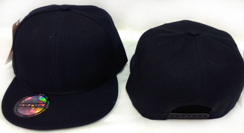 Wholesale Snap Back Flat Bill Plain Black HATS