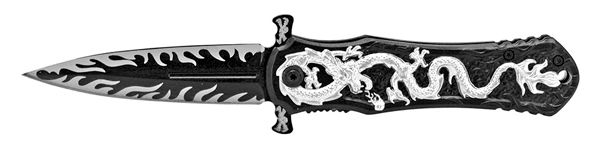 4.5'' DRAGON Warrior Stiletto Style Knife - Silver