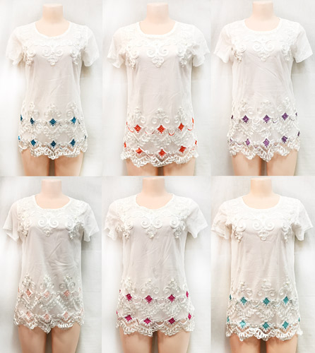 Wholesale SATIN Victorian Embroidery Shirt Assorted Color & Size