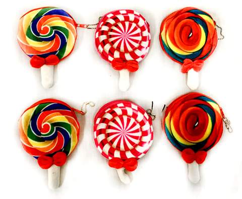 Wholesale Lollipop Shaped Coin PURSE with Zippers Assorted Colors