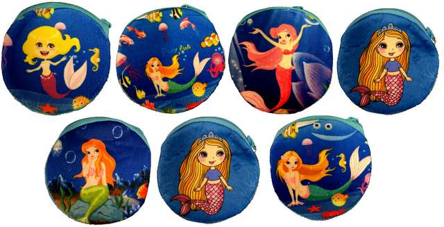 Wholesale Round Cartoon Mermaid Coin PURSE Assorted