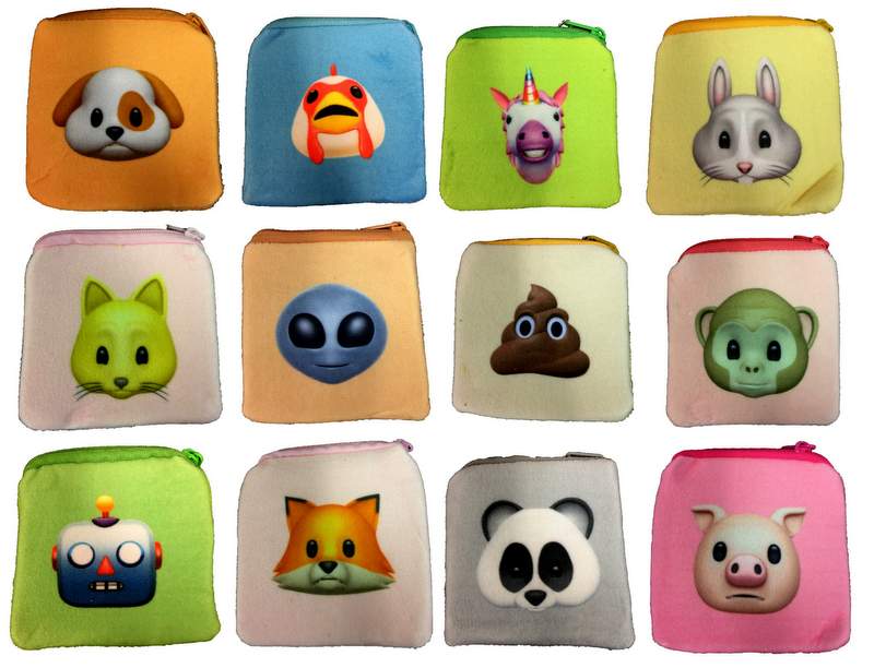 Wholesale Square Emoji Icons Coin Purse with Zippers