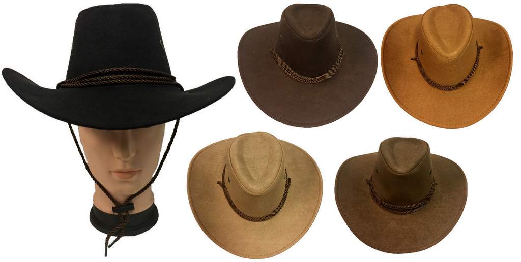 Wholesale Suede Like Cowboy HAT Rope Band