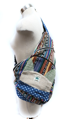 Wholesale Nepal Hemp Crossbody Backpack Multicolored PATCHES