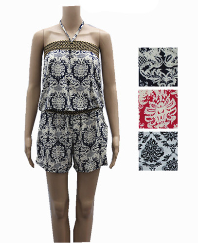 Wholesale Tube Style Short Romper Royal Floral Design