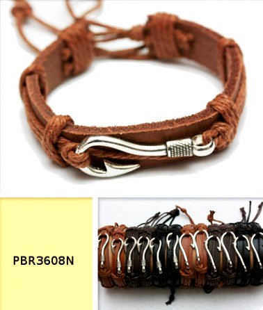 Wholesale FISHING Hook Faux leather Bracelet