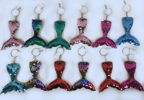 Wholesale Mermaid Tail Shaped KEYCHAIN with Sequins Assorted