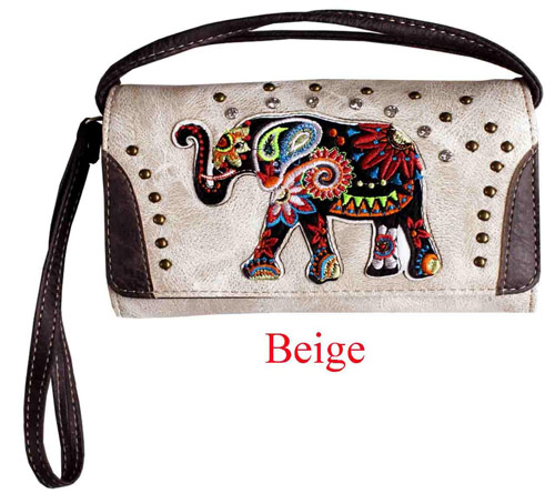 Wholesale Rhinestone WALLET Purse with Elephant Embroidery