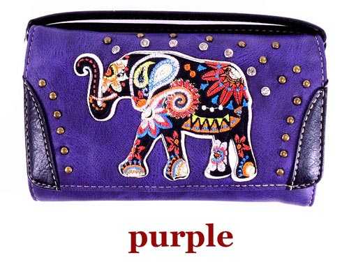 Wholesale Rhinestone WALLET Purse with Elephant Embroidery