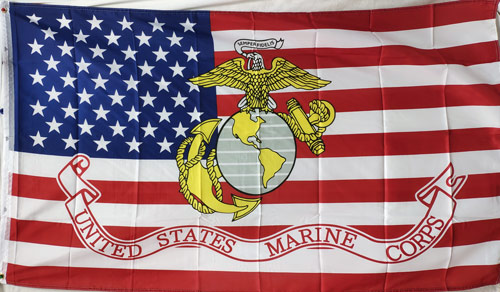 Wholesale LICENSED Marine with American Flag Background