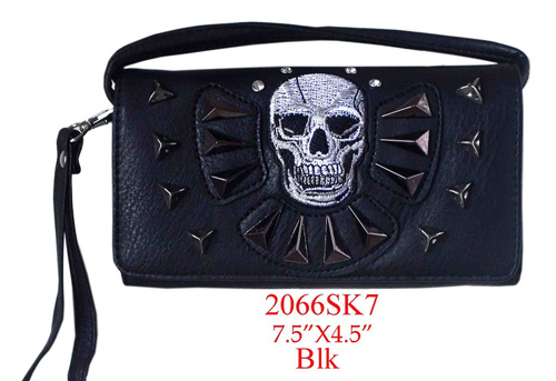 Wholesale Rhinestone WALLET Purse with Skull and Studs