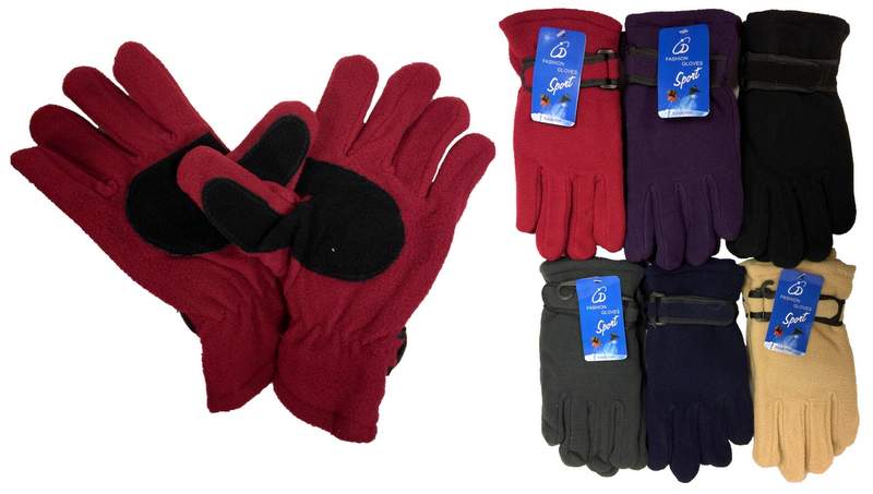 Wholesale Lady Fleece GLOVE with Faux LEATHER