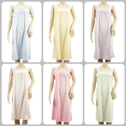 Wholesale Women Pajama Night Gown Small Flower Print Assorted