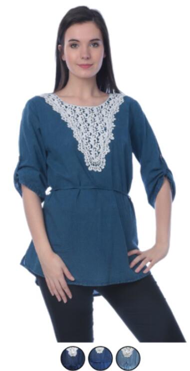 Wholesale Otton Tunic DENIM Colors Assorted