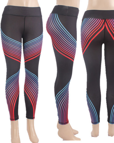 Wholesale Yoga Pants Gradient Color Strip Assorted Sizes