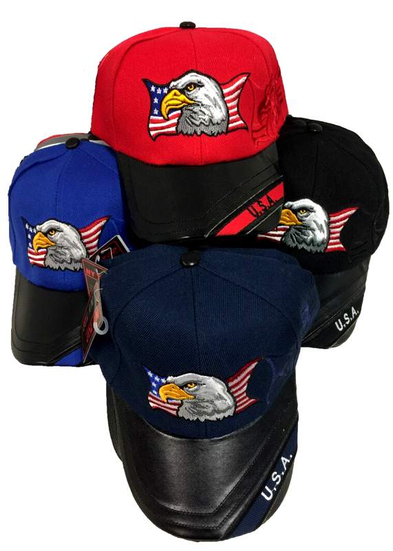 Wholesale American Eagle Baseball Hats with LEATHER Lids