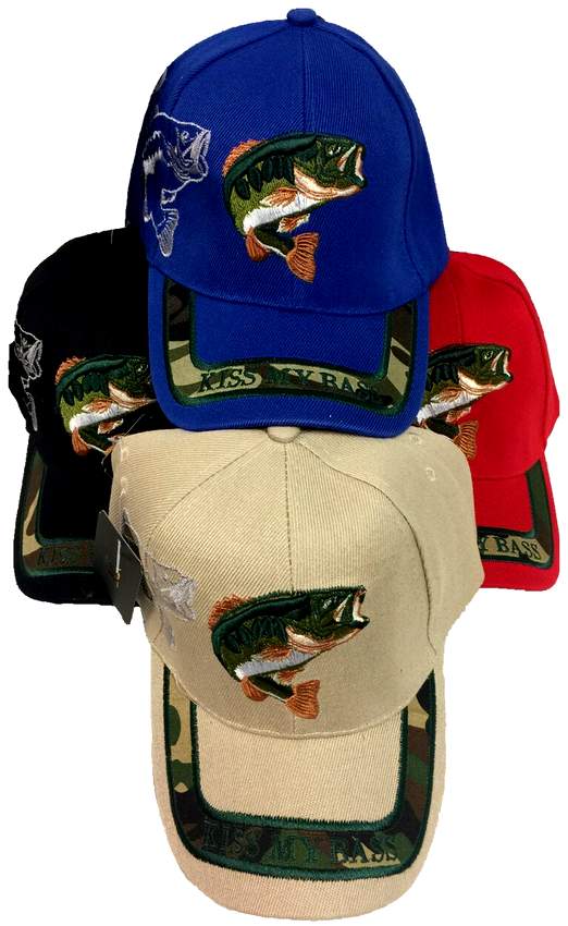 Wholesale BASEBALL Hats Caps Kiss My Bass Assorted Sizes