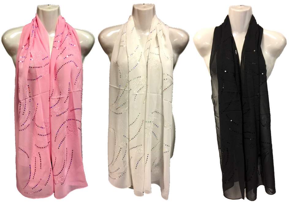 Wholesale Silk Scarves with Flower design and SEQUINs