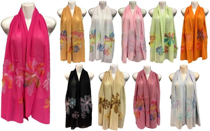 Wholesale Silk Scarves with Large FLOWER