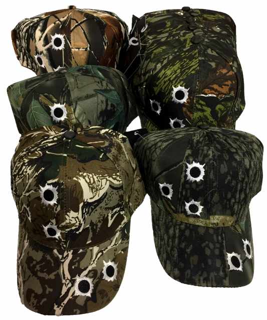 Wholesale Camo BALL CAP/ adjustable baseBALL hat *Bullet Holes*