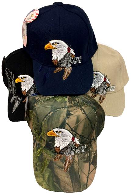 Wholesale Native Pride Eagle w/ Feather Baseball HATS Caps