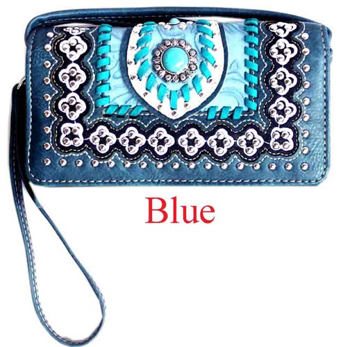 Wholesale Western WALLET Purse Concho Design Blue
