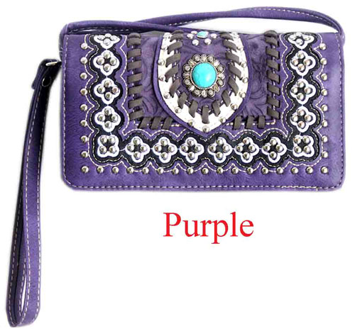 Wholesale Western WALLET Purse Concho Design Purple