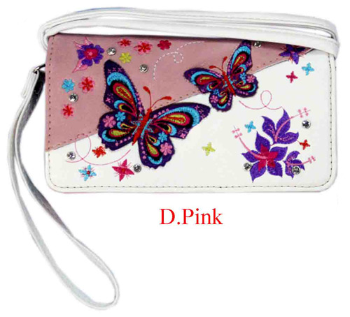 Wholesale Western Wallet PURSE Small Butterflies Flowers D.Pink