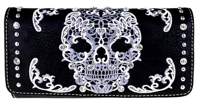 Montana West Sugar Skull ColleCtion Wallet BlaCk/White