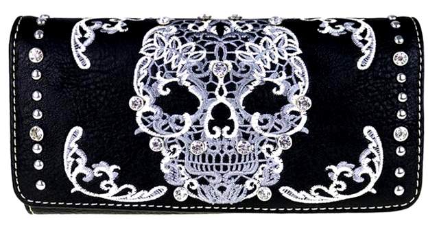 Montana West Sugar Skull Collection Wallet Black/White