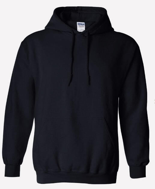 Wholesale Blank Black Gildan Cotton Pull Over HOODY  Fleece lined