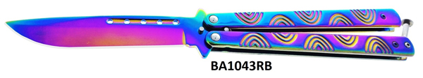 BUTTERFLY Knives Rainbow Titanium 9 inch overall