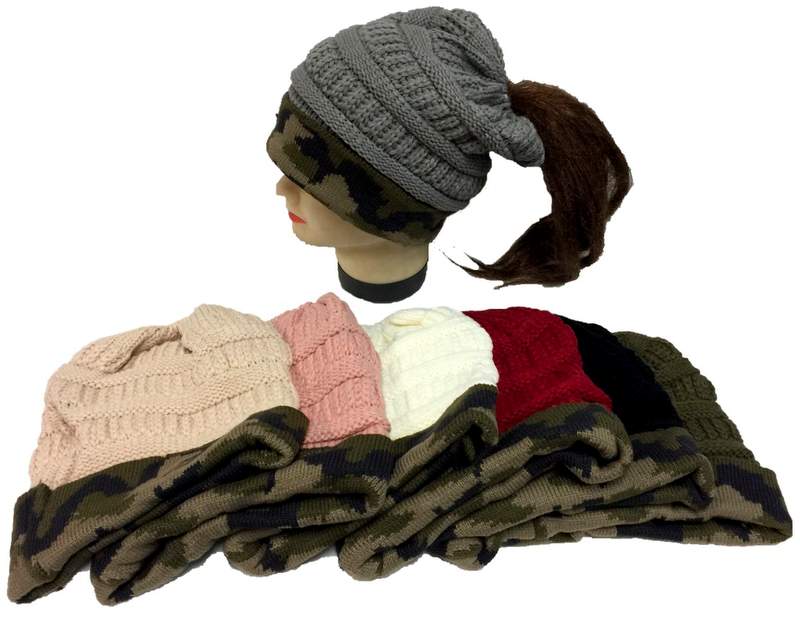 Wholesale Knitted Whinter Pony Tail HAT